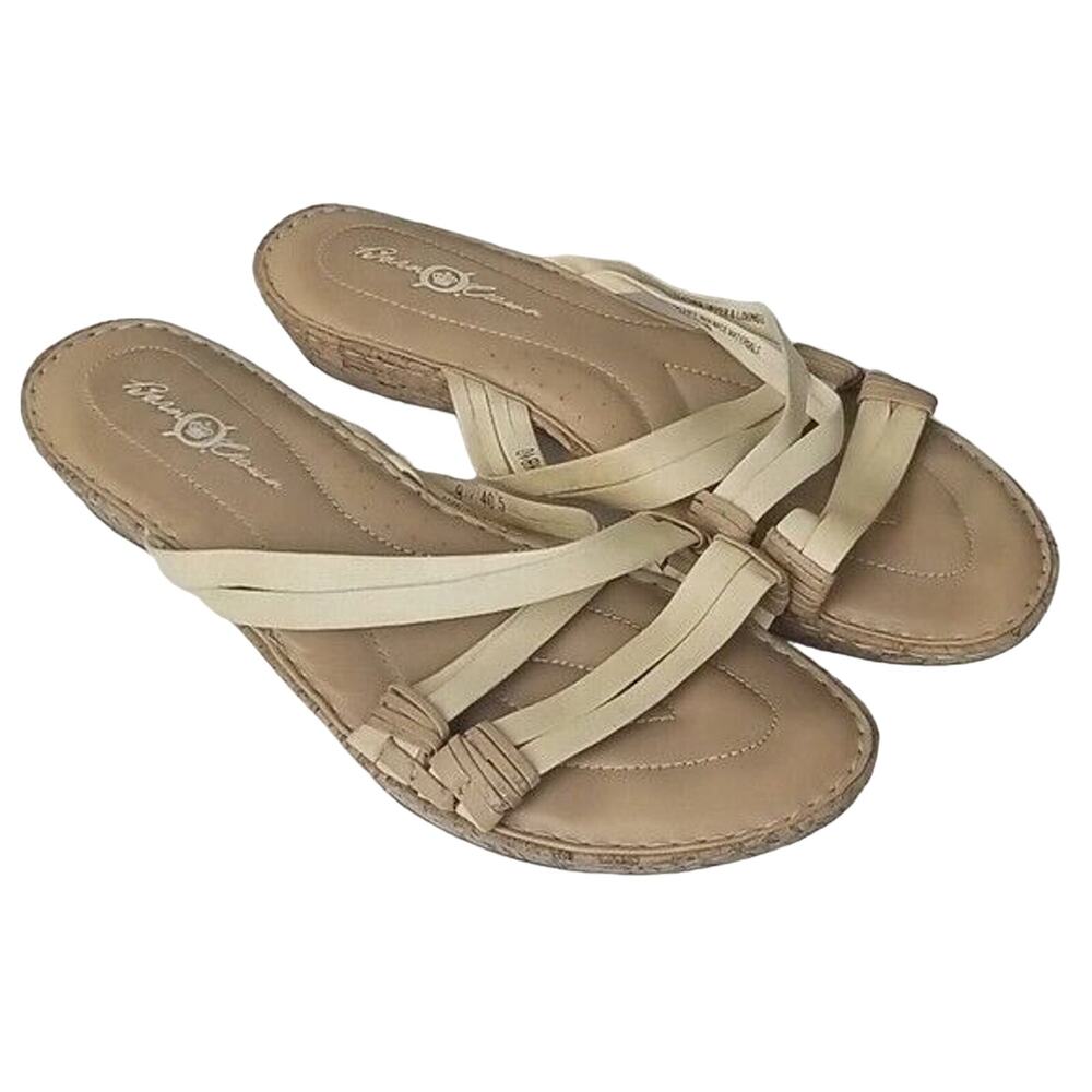 Born Crown Womens Leather Sandals Size 9 Strappy Wedges Minimalist Boho Summer